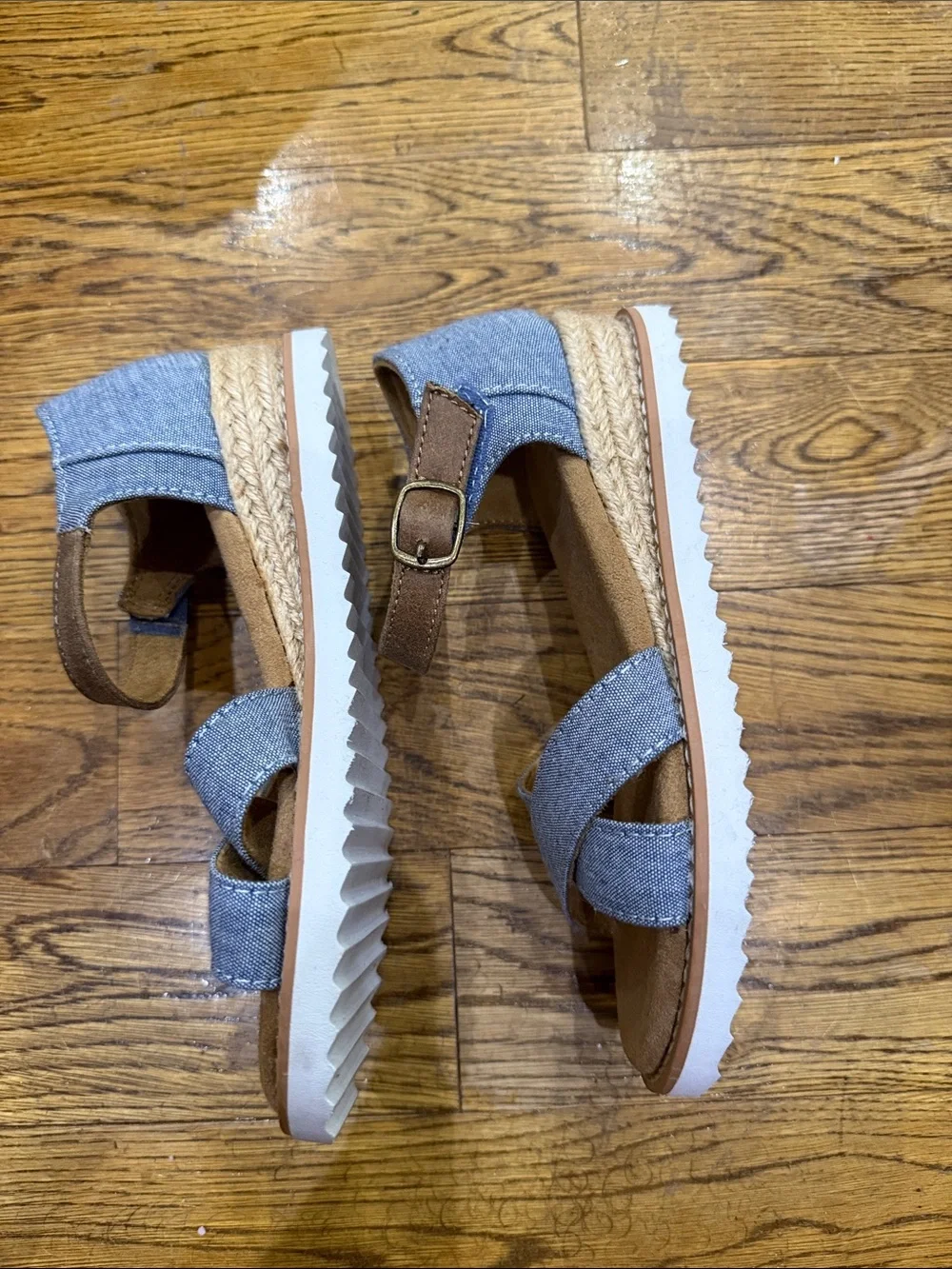 Skechers Girls Blue Denim-Style Crossband Sandals
